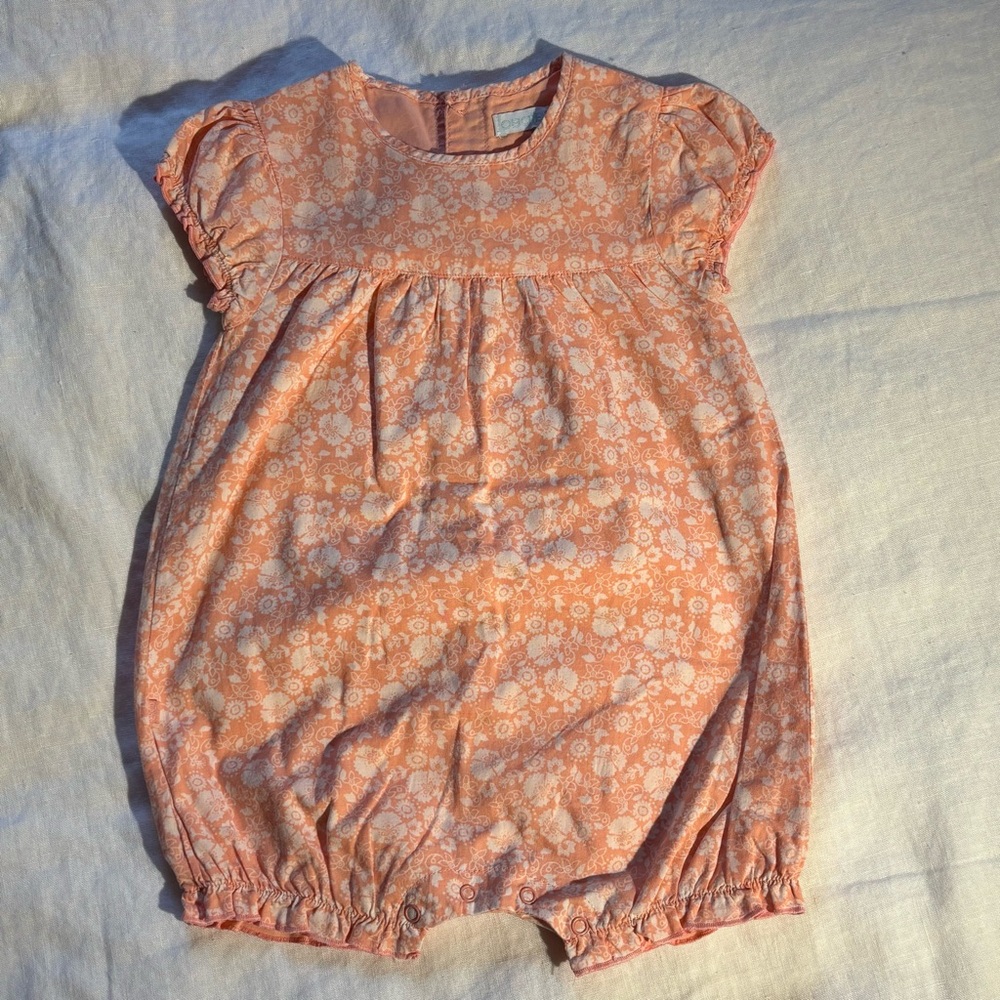Obaïbi Peach Floral Baby Bubble Romper Size 6 M
